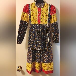 Vintage 1970s Baal of Canada Multicolored Prairie Dress Size Youth M